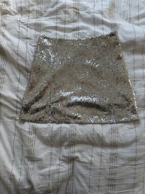 Pink Lily Silver Sequin Mini Skirt